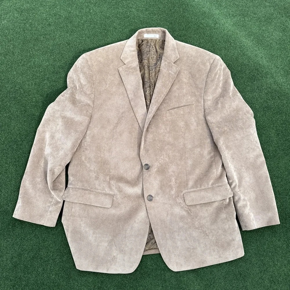 Vintage Ralph‎ Lauren Suede Blazer Taupe Beige Size 46 R Patch Pocket GUC